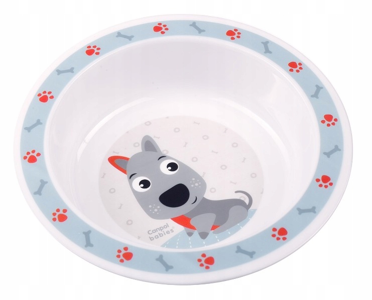 Talerzyk dla dzieci Miseczka Kubek Sztućce 12m+ CANPOL piesek Kolor biały