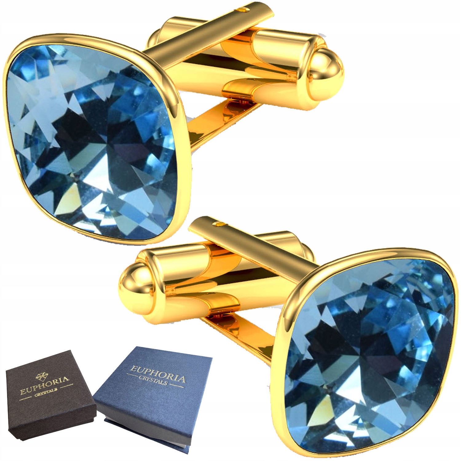 Stříbrné pozlacené manžetové knoflíčky Křišťál jako Dárek pro přítele