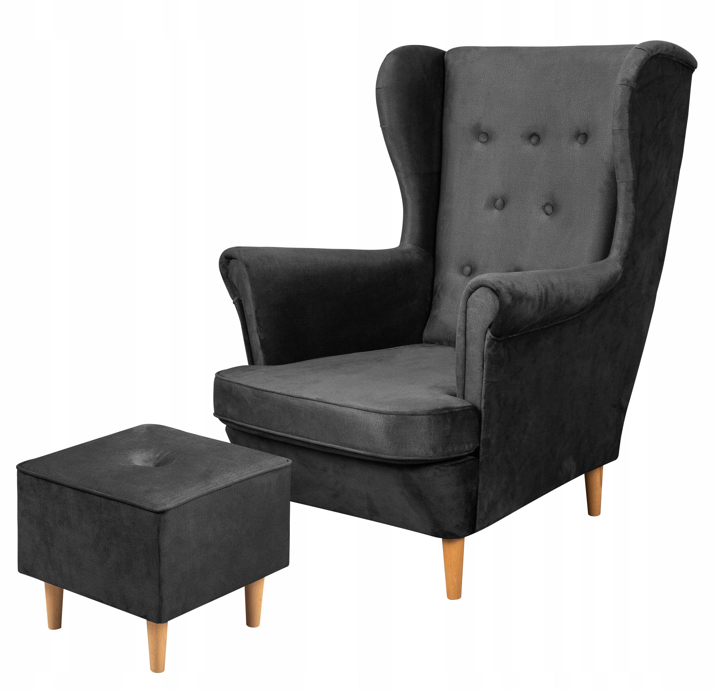 Skandinávský Set Do Obývacího Pokoje Křeslo Uszak S Podnožkou Floki Antracit