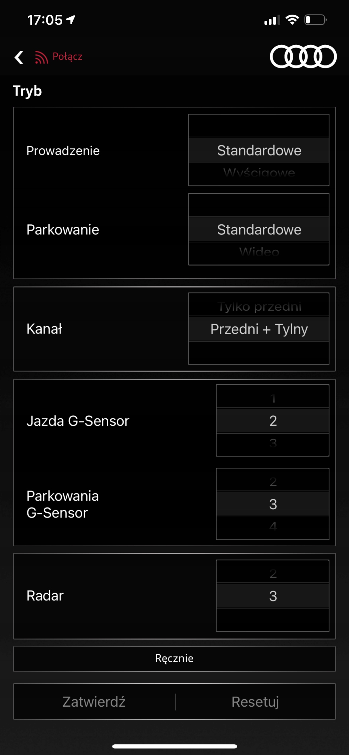 Wideorejestrator AUDI UTR Komunikacja GPS Wi-Fi