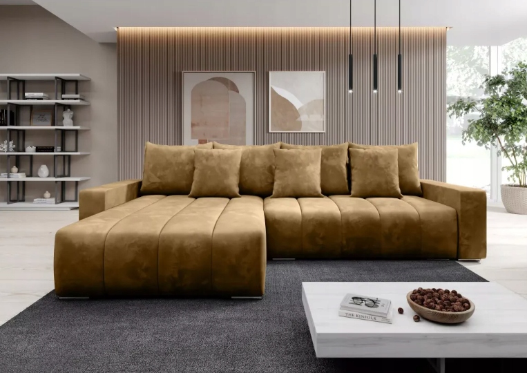 Narożnik rozkładany Castello, funkcja spania, nowoczesny, wybór tkanin Wysokość mebla 92 cm