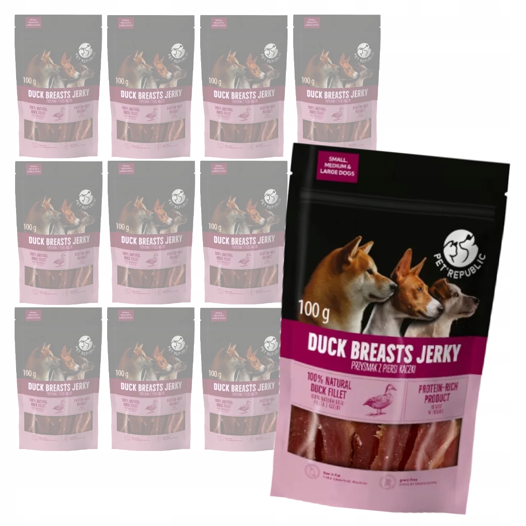 Levně PetRepublic Psí Pamlsek 12x100g Sušené kachní prsa