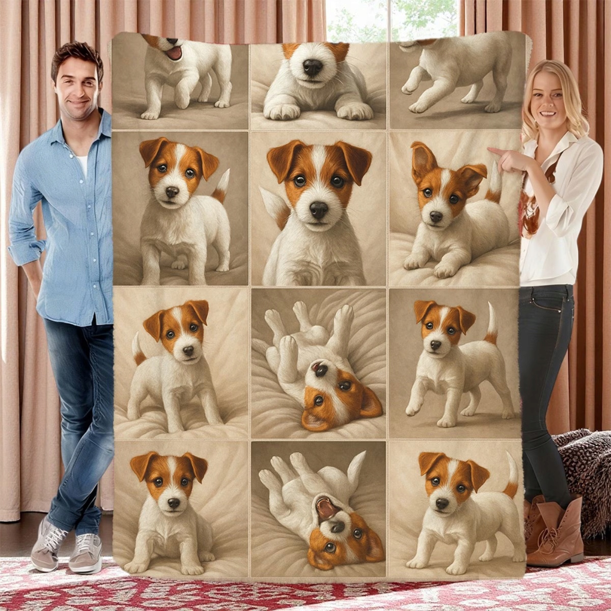 Koc narzuta psy pieski Jack Russell Terriera Art piknikowy 150x200