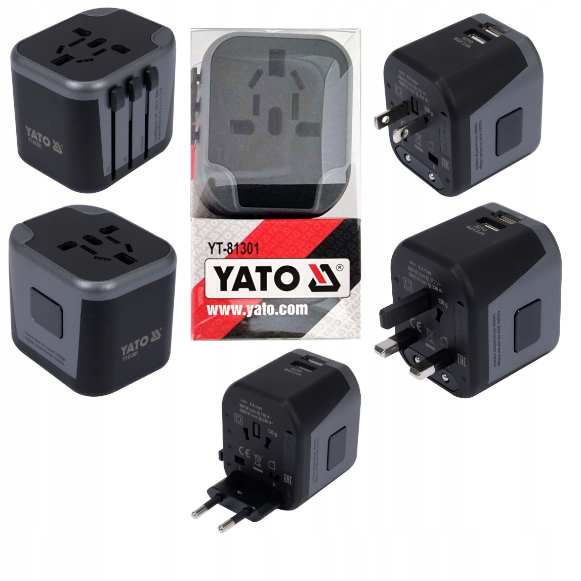 

Uniwersalny Adapter Z Ładowarką 2 X Usb 5V/2,4A