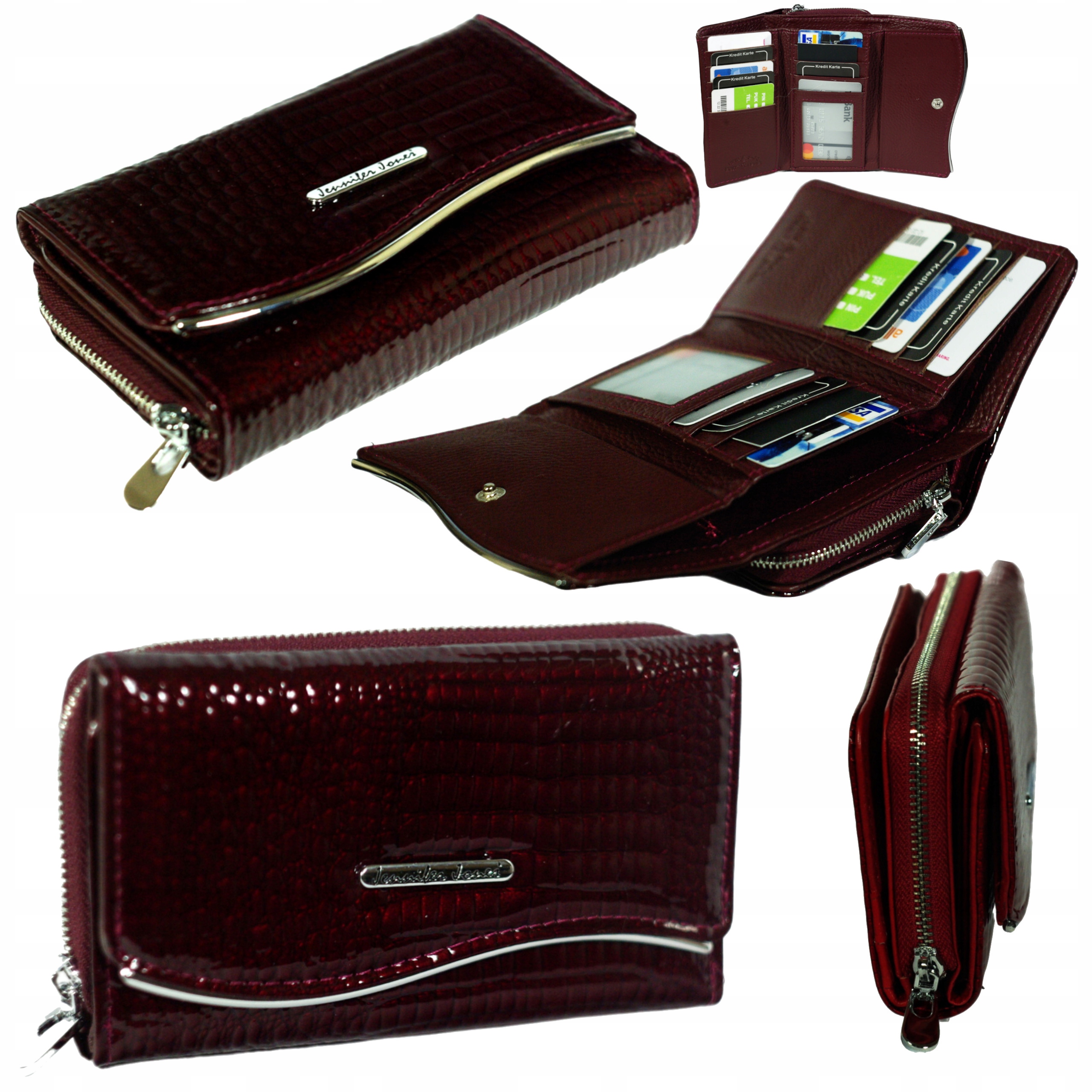 Dámská kožená peněženka červená lakovaná malá Rfid