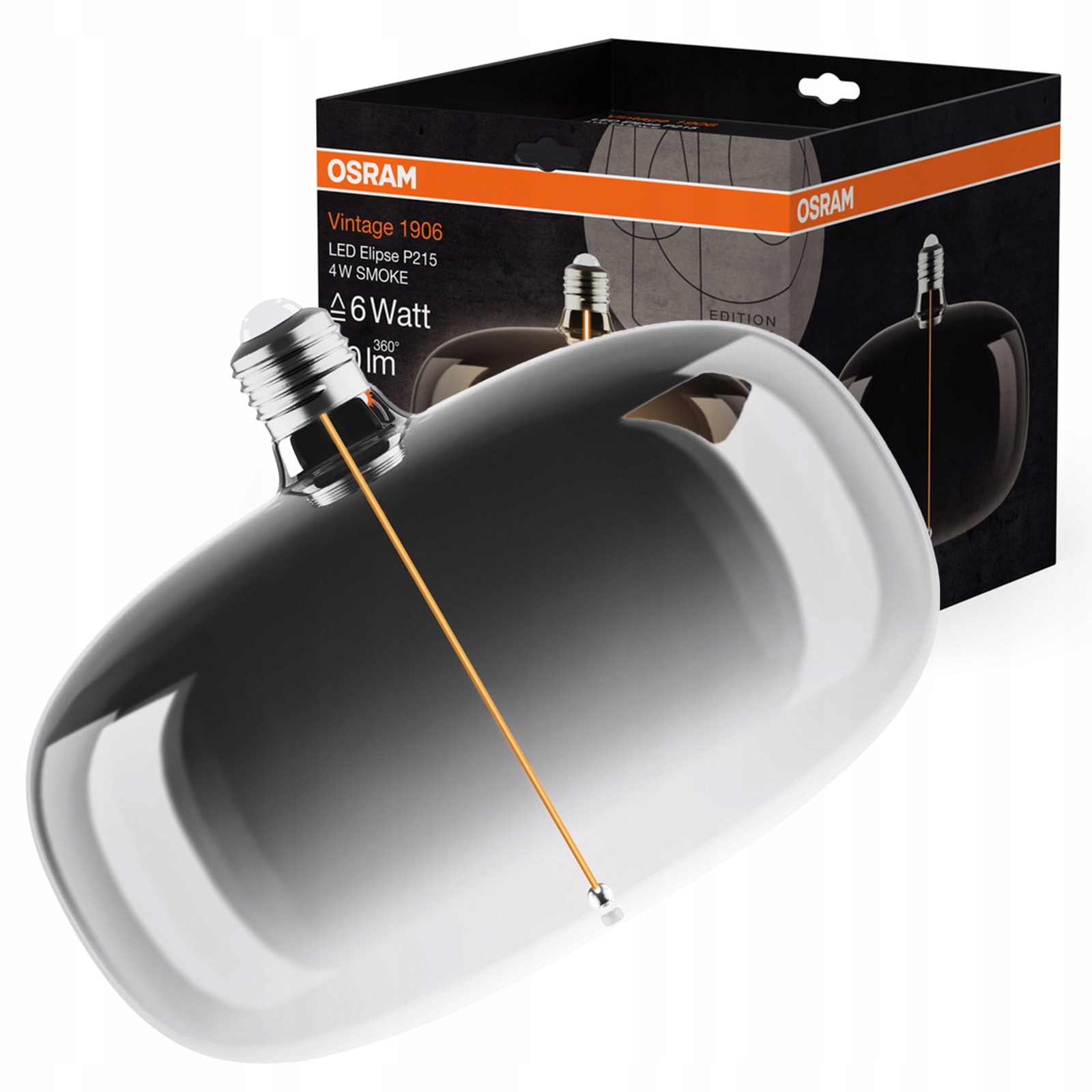 Led žárovka E27 4W 6W 60lm 1800K kouřová Filament Vintage 1906 Osram