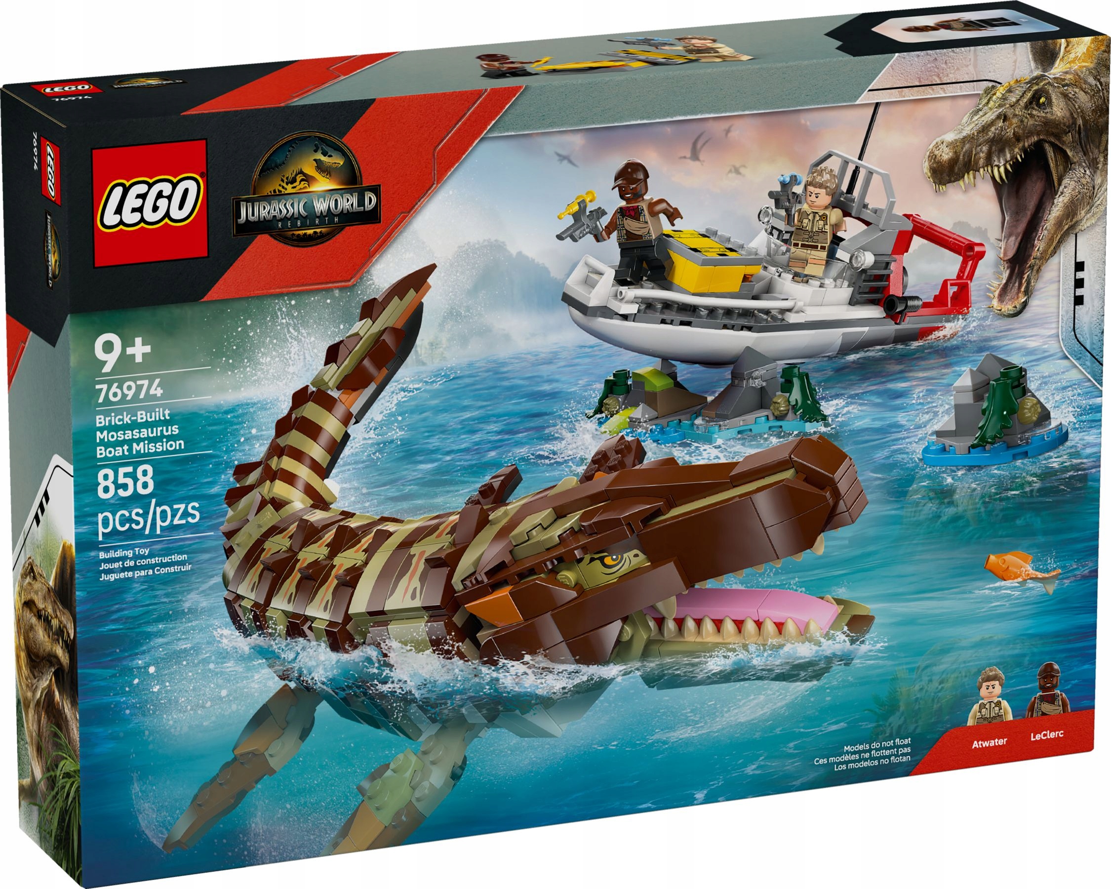 Lego Jurský svět 76974 Mise na lodi a model mozazaura