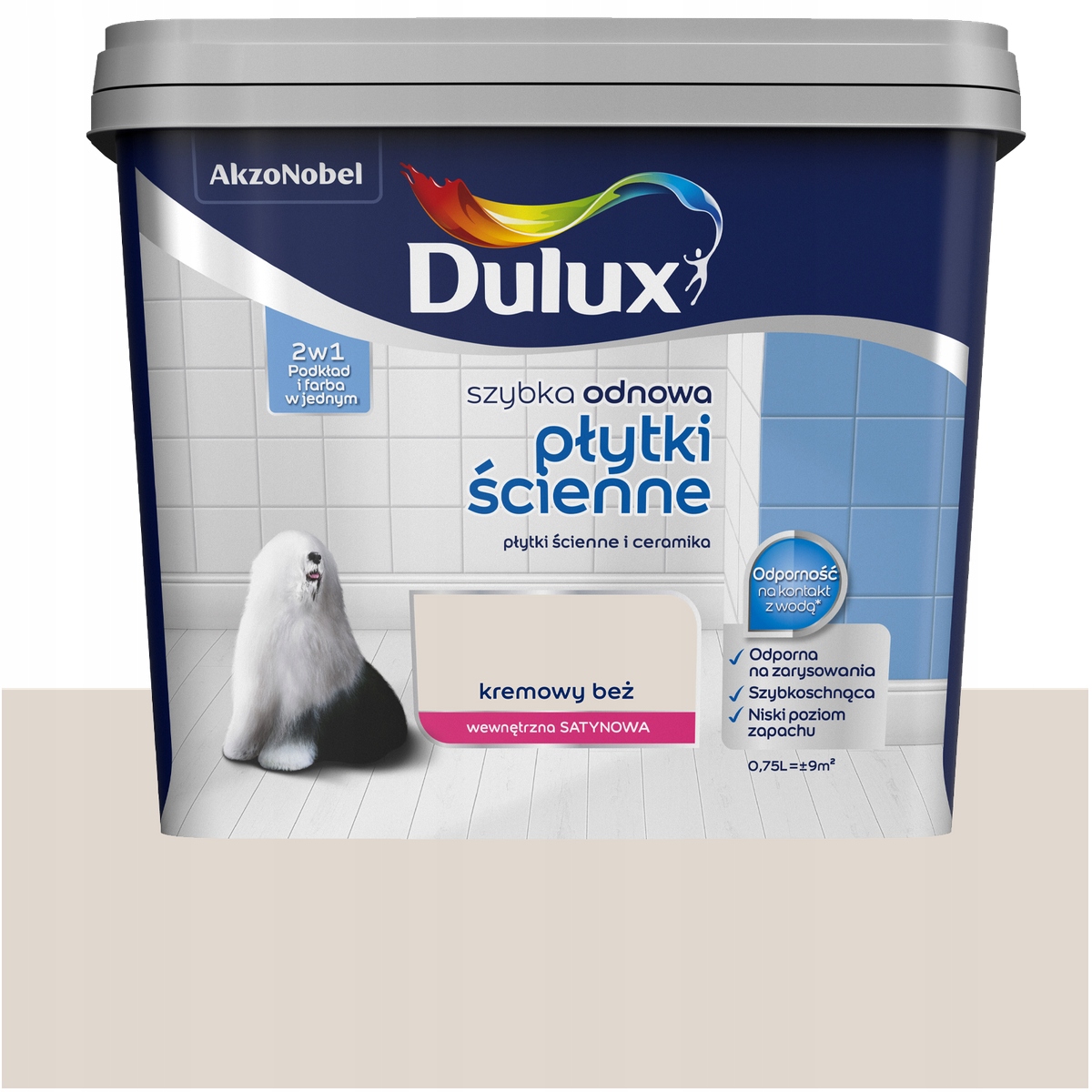 Dulux farba do glazury Szybka Odnowa Płytki Ścienne Kremowy Beżowy 0,75L