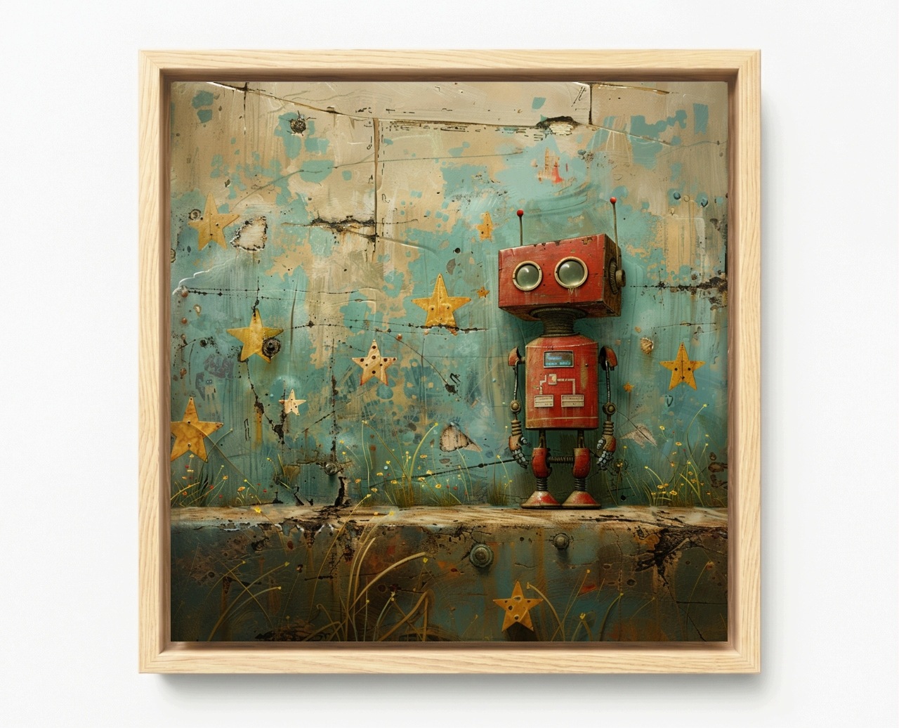 Obraz Rama American Box Robot Hračka Android Stroj Hvězdičky 60x60