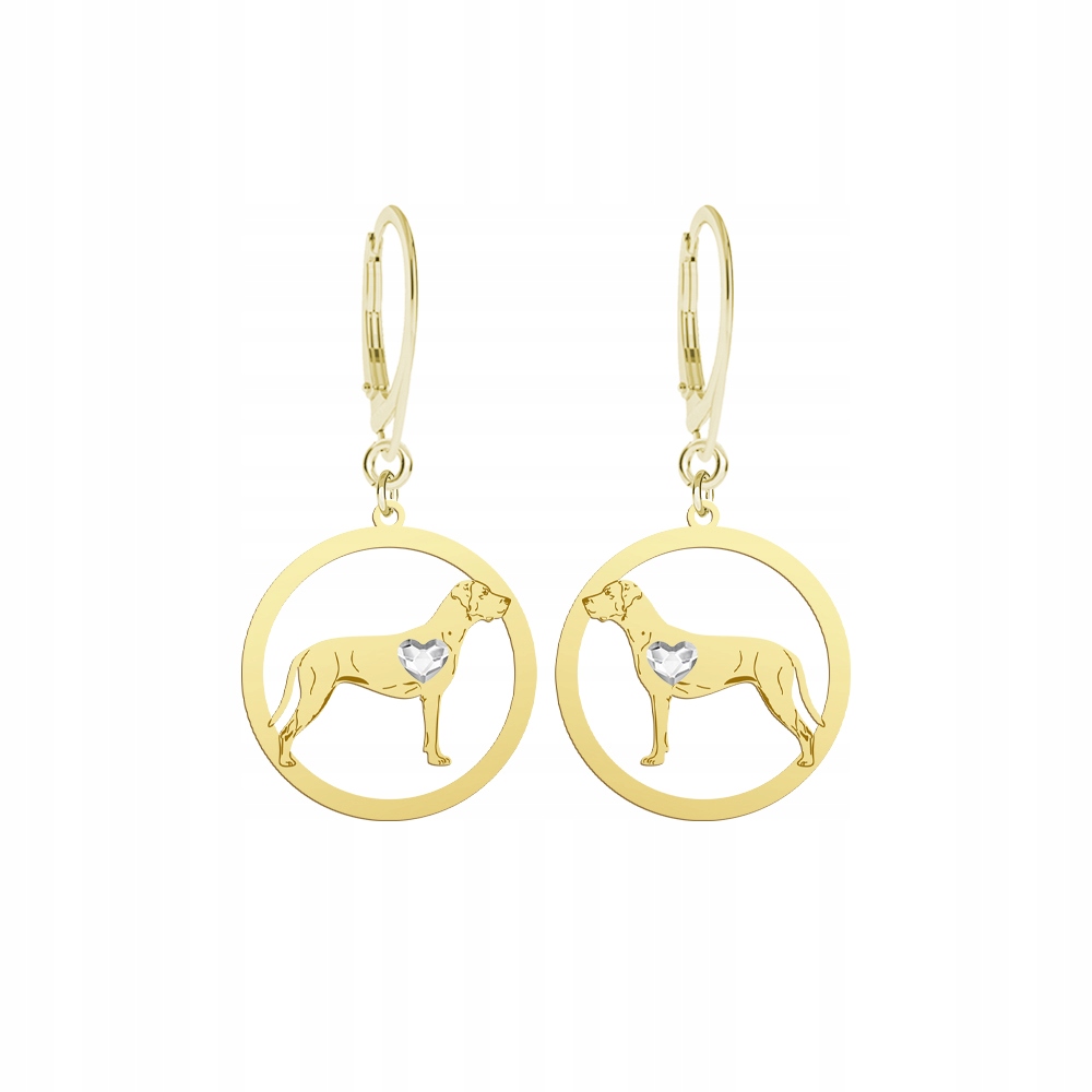 Náušnice Zlaté s psem Louisiana Catahoula 925 Dárek Žena Gravírování Bonus