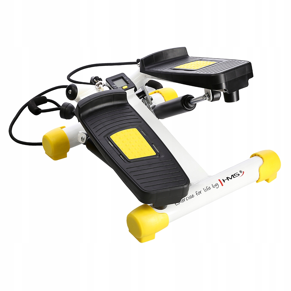 Šikmý stepper pro domácí cvičení s expandéry, žlutý počítadlo Hms