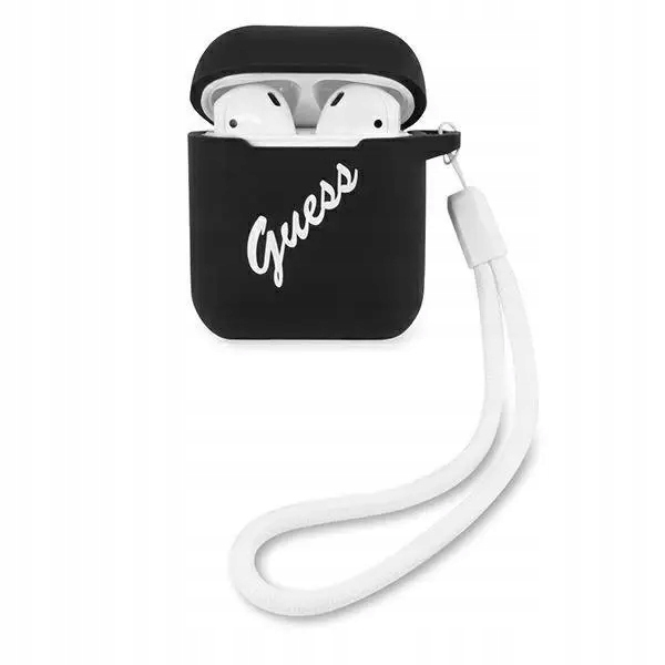 Etui Guess Silicone Vintage na AirPods 1/ 2 czarno- białe Guess