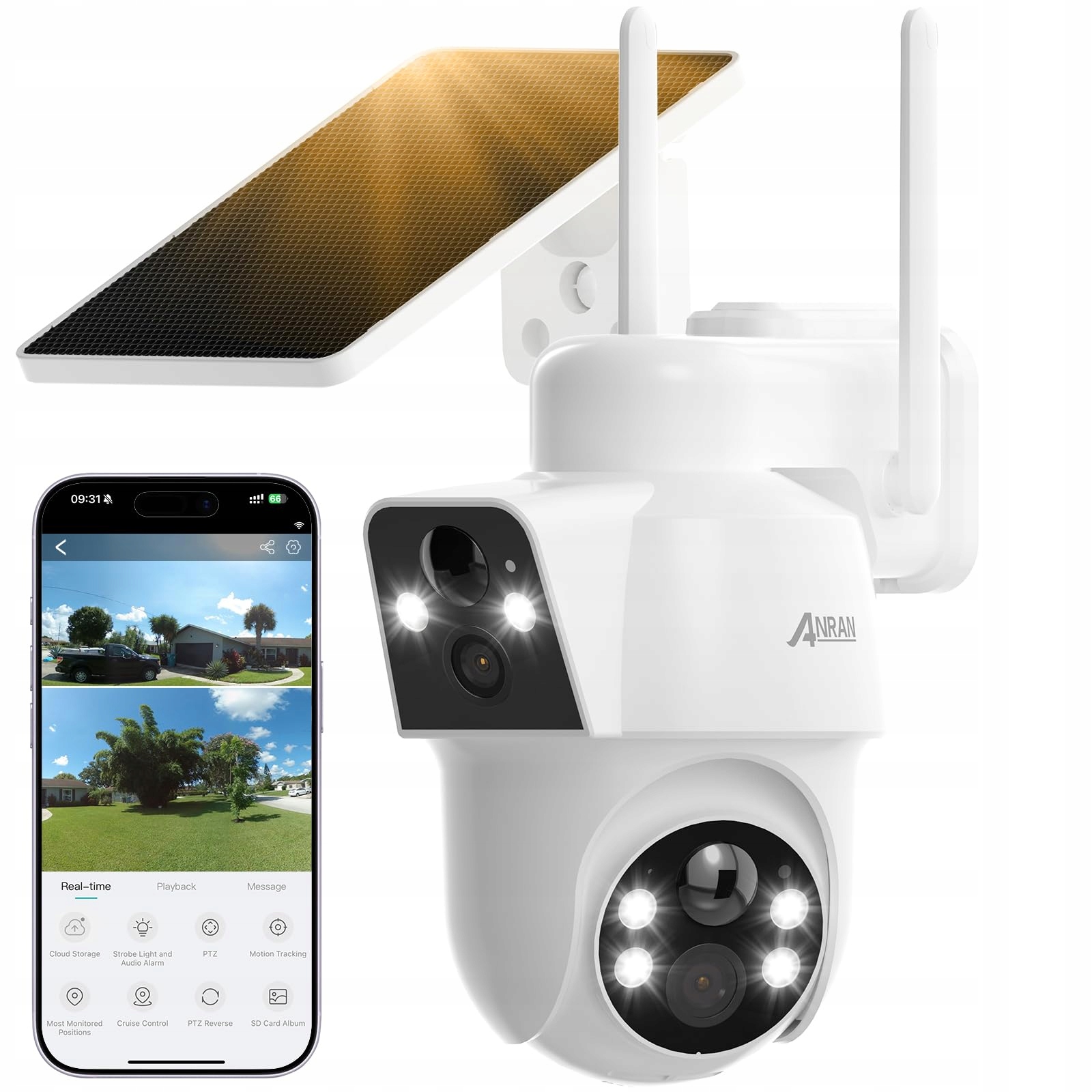 Anran Vonkajšia kamera 2MP+2MP Dual-Lens 180°/360° Ptz WIFI6 Nočná vízia
