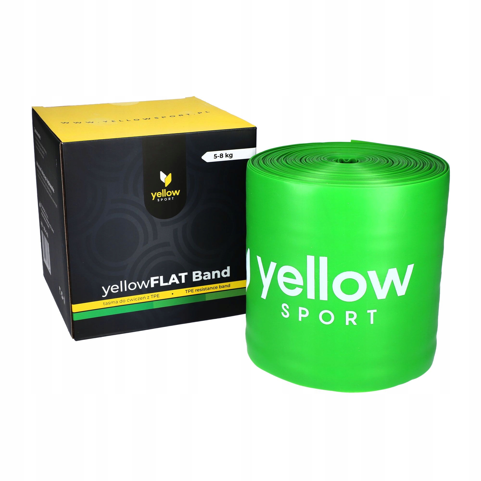 30 metrů dlouhá odporová guma YellowFLAT band zelená. Odpor 5-8 kg