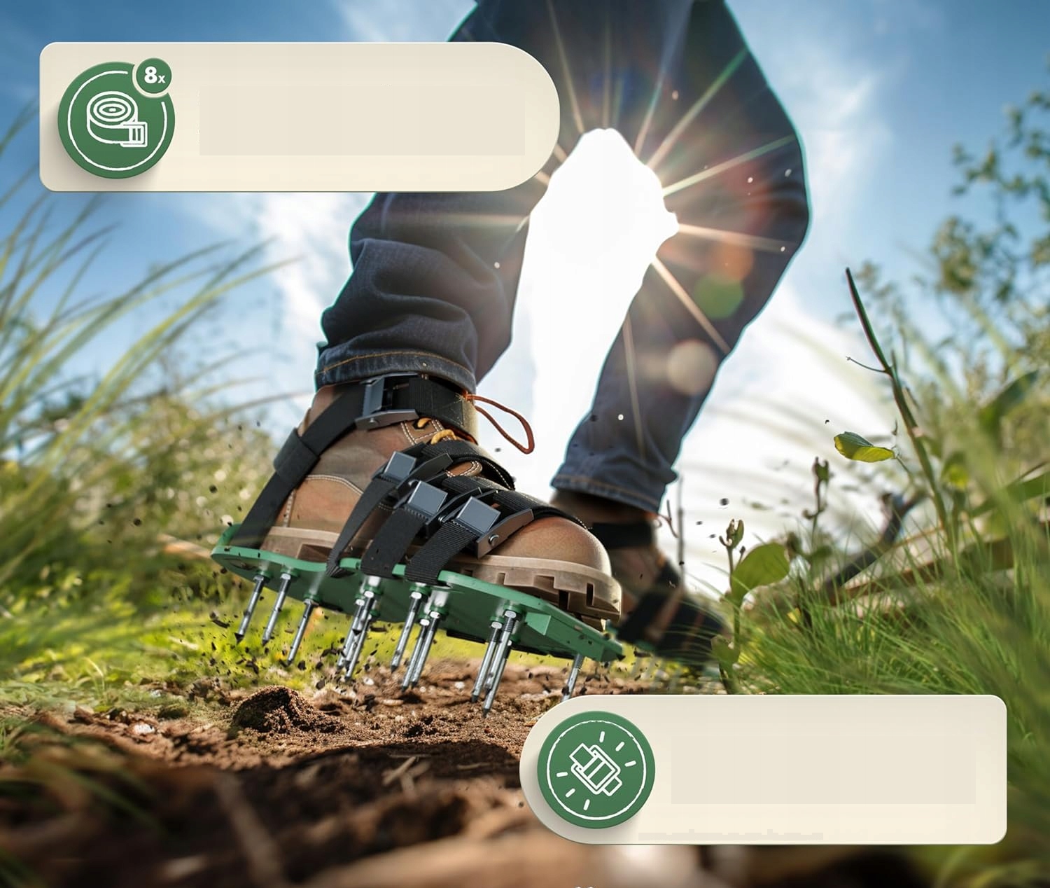 AERATOR NAPOWIETRZACZ TRAWNIKA BUTY Z KOLCAMI BUTY OGRODOWE DO OGRODU OGRÓD Kod producenta 2x AERATOR BUTY TRAWNIK 4 PASKI OGRÓD OGRODU