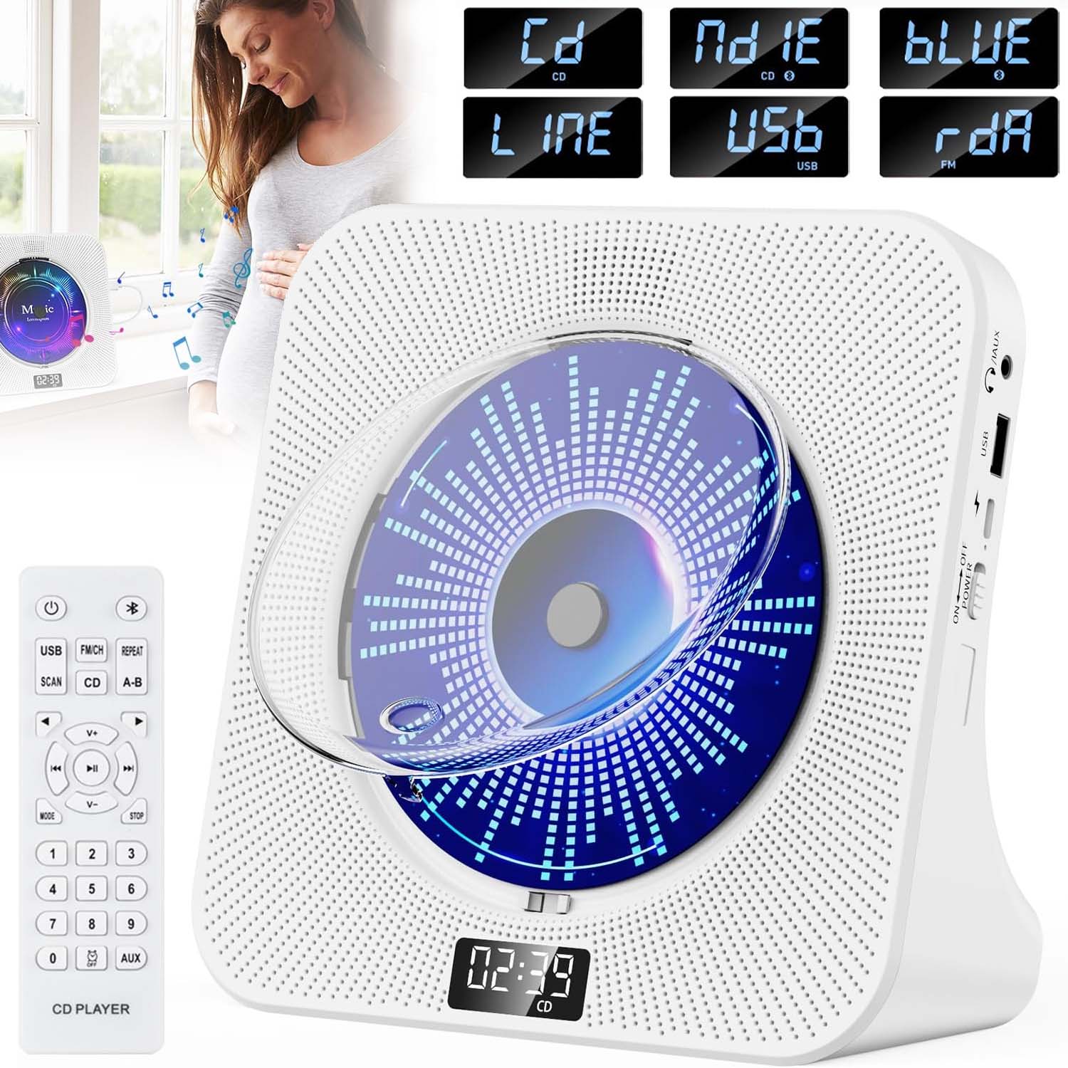 CD Přehrávač Přenosný Rádio Fm Přehrávač Stolní Bluetooth Reproduktor
