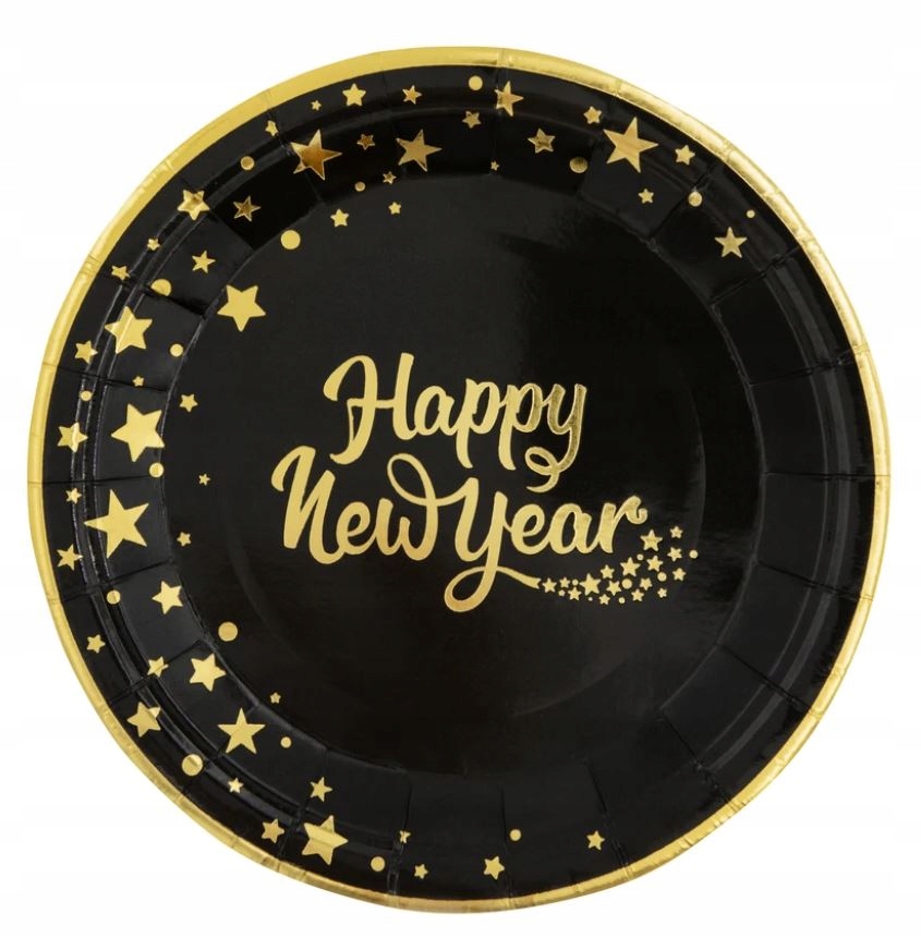 

Talerzyki Na Sylwestra Happy New Year Czarne 6 szt