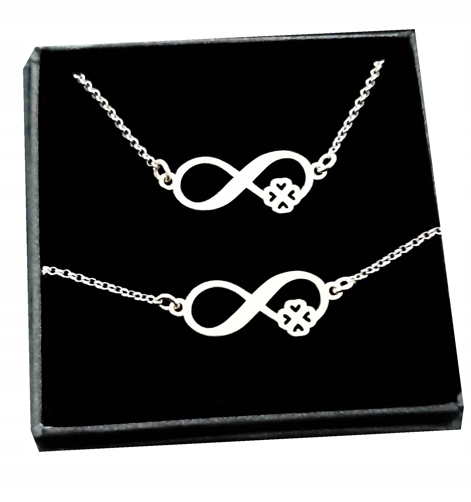 Stříbrný Komplet 925 infinity čtyřlístek Gravírování