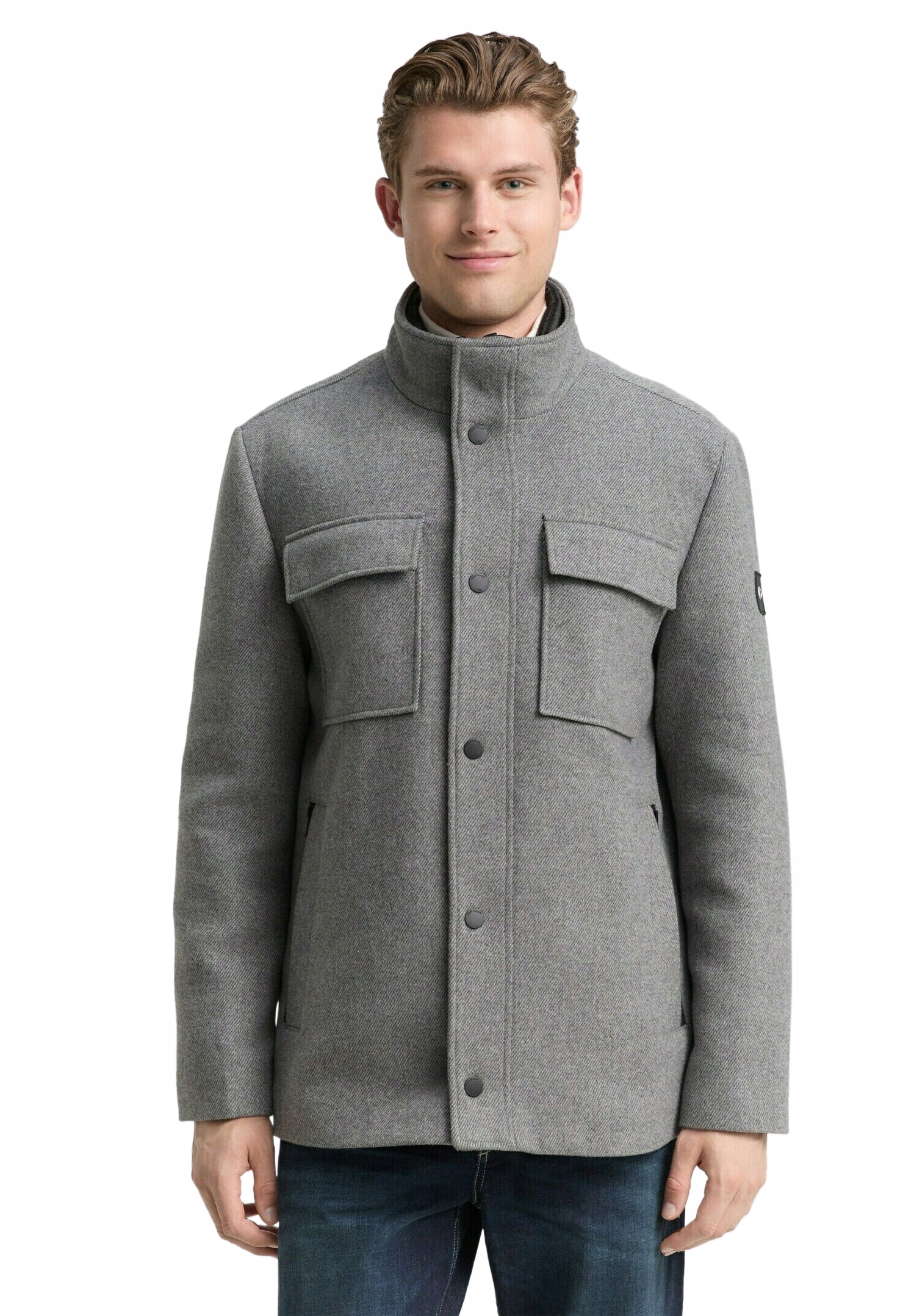 Tom Tailor Šedá Elegantní Vlněná Bunda S Kapsami 3XL 7AA