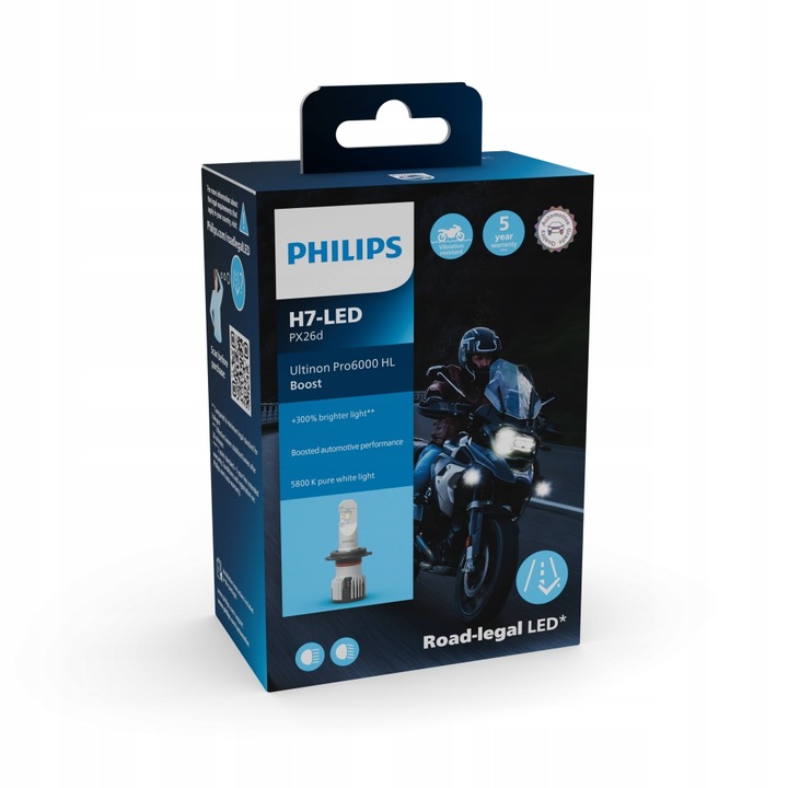 Philips Led Motocyklová žiarovka H7 Ultinion Boost 12V 5800K +300%