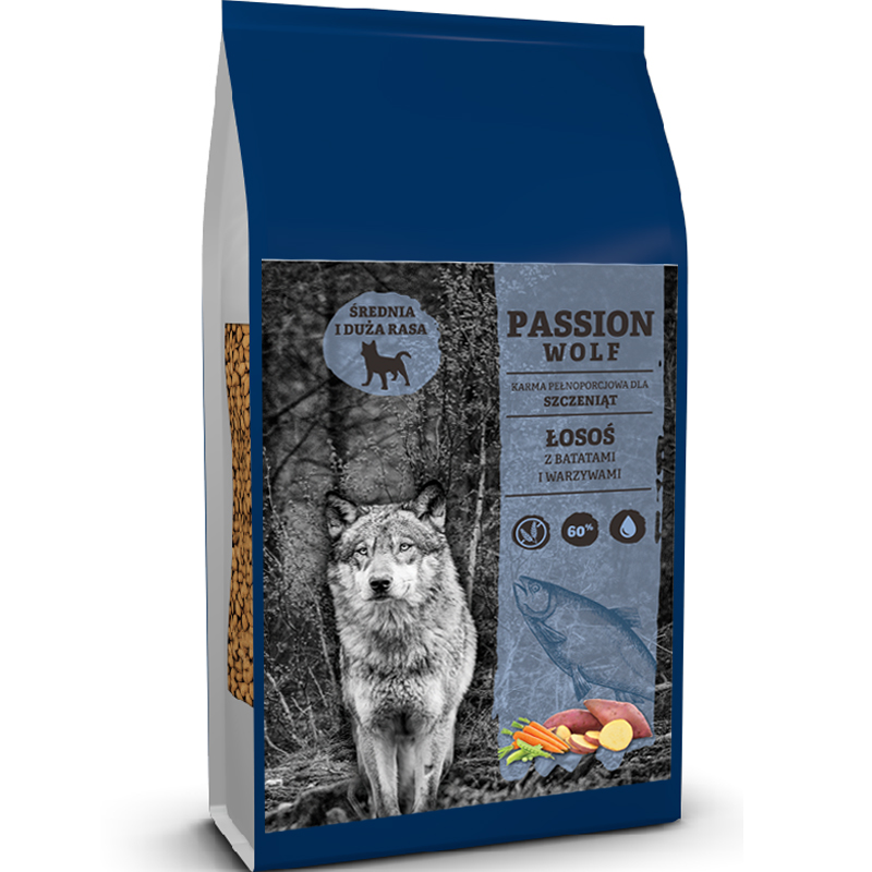 Passion Wolf Puppy Junior Medium Large Łosoś z Batatami i Warzywami 12kg