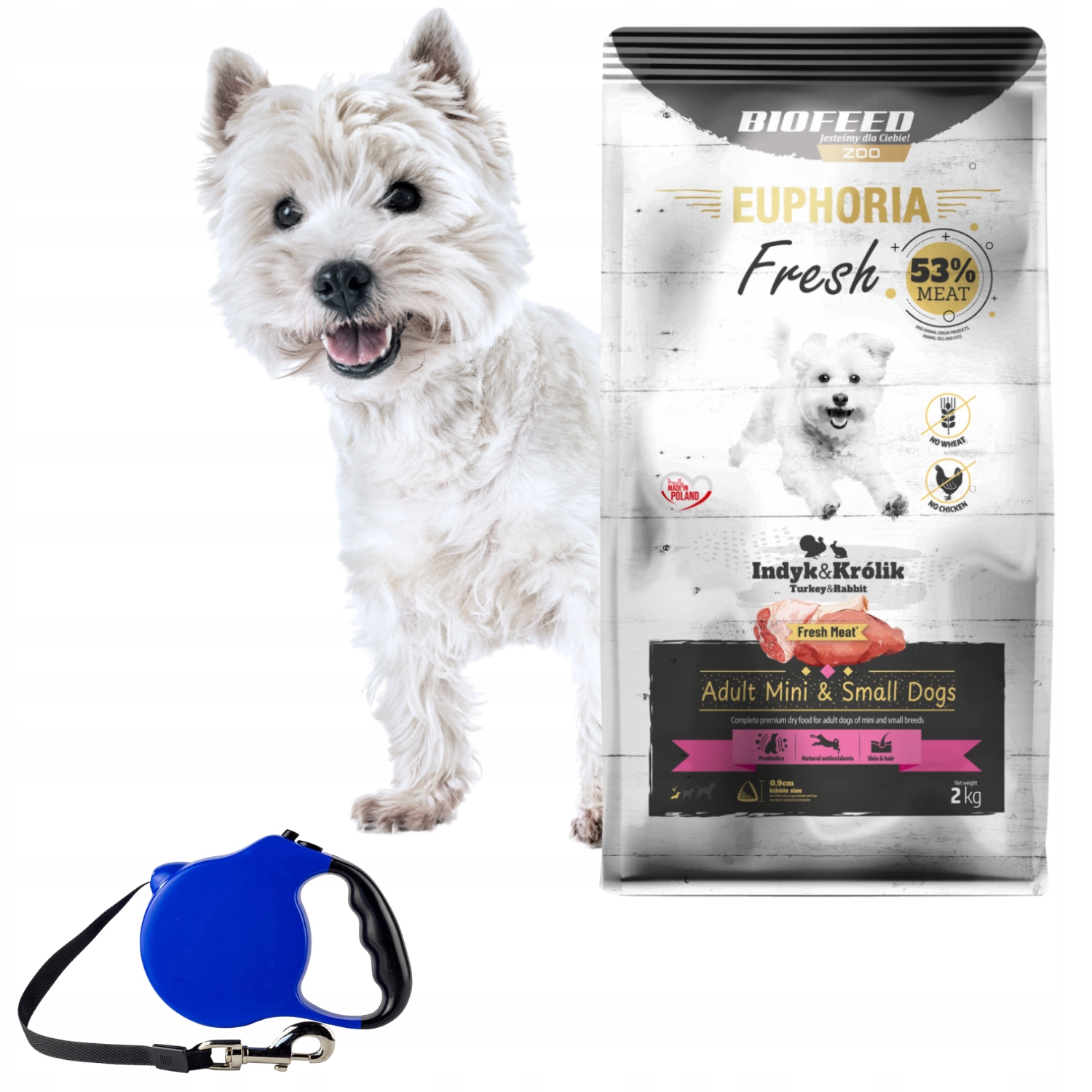 Levně Euphoria Krmivo pro malého psa mini Xs/s bezobilné Krůta králík 8 kg Vodítko