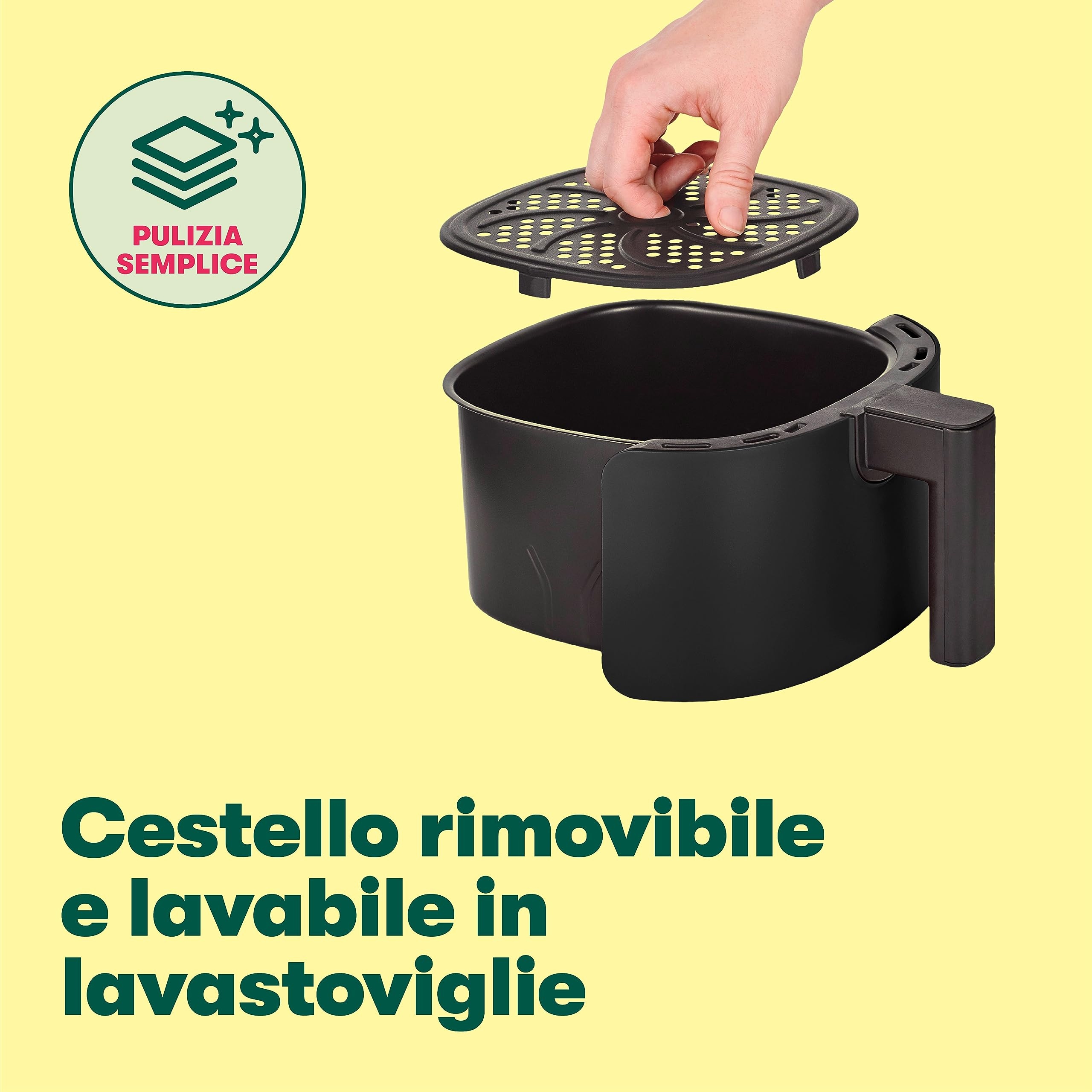 BELLA 3L Frytkownica Beztłuszczowa Zmywarka Czarna Antyadhezyjna — miniatura 6