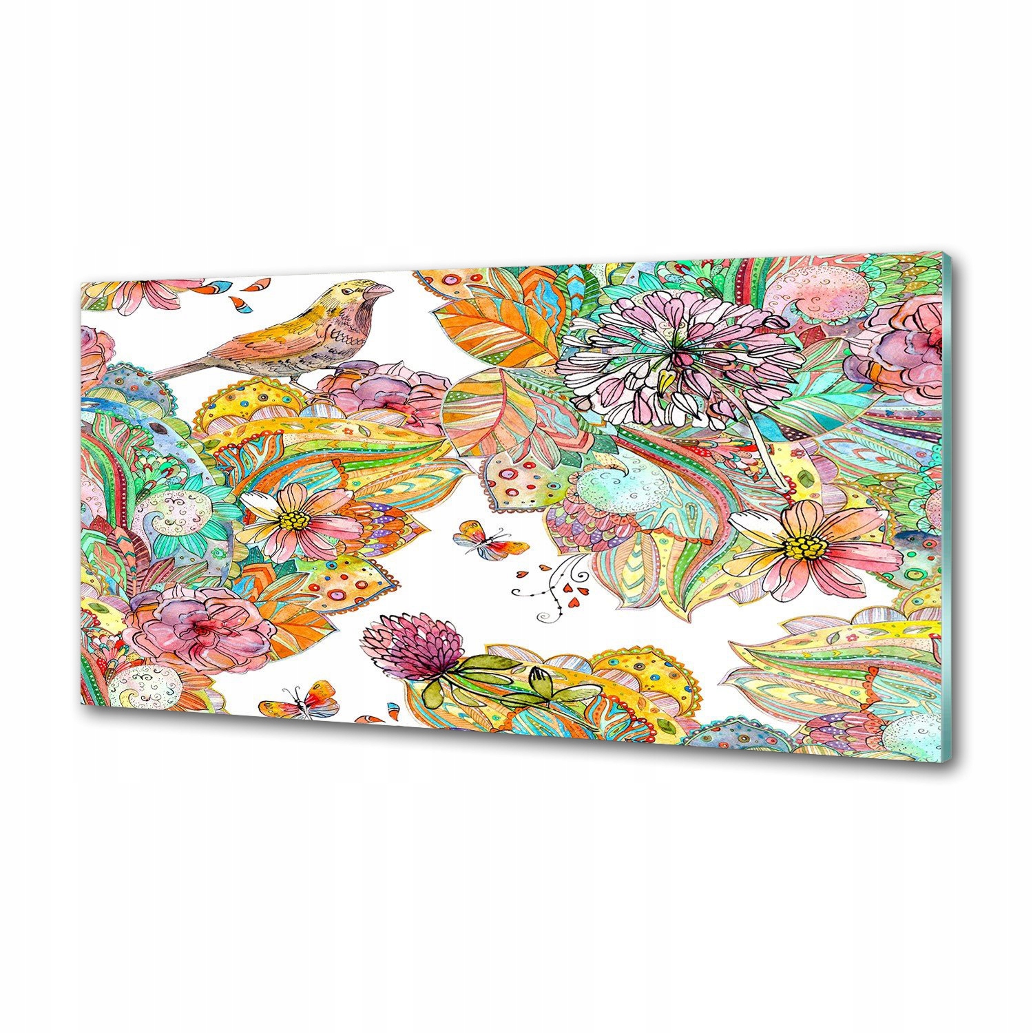 Panel do kuchyne Vták a ornamenty 100 x 50 cm Lepidlo