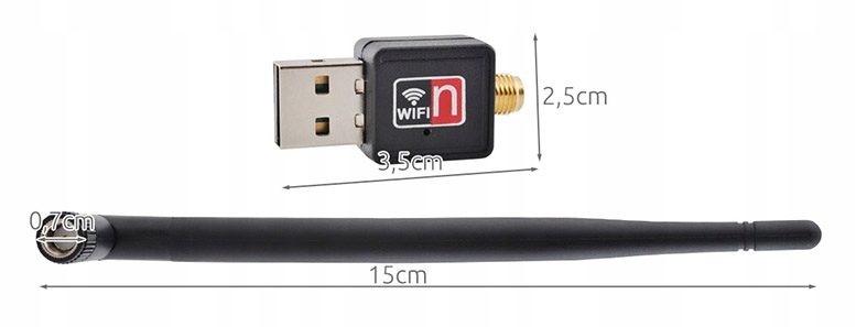 KARTA SIECIOWA USB WiFi BEZPRZEWODOWA ANTENA 9dBi Pasmo 2,4 GHz