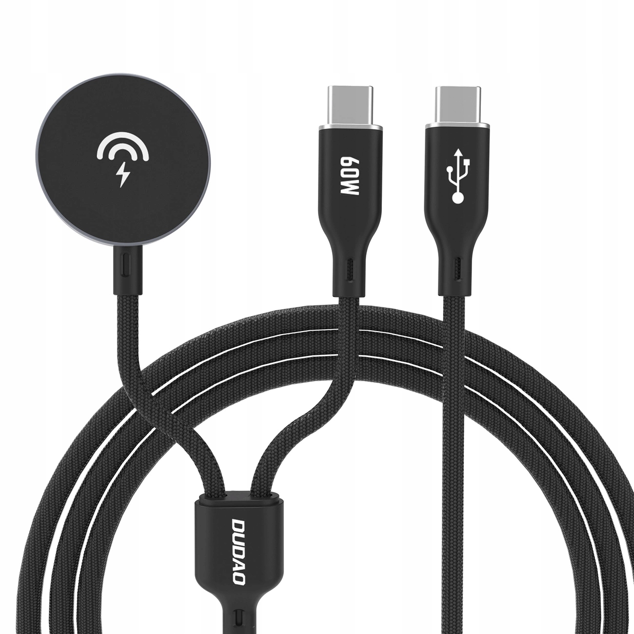Ładowarka 2 w 1 Dudao A12MaxC PD60W do Apple Watch Usb-c 1,2m czarna