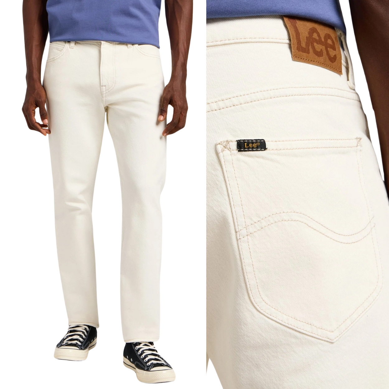 Lee West relaxed Off White jednoduché bílé džínové kalhoty W32 L32