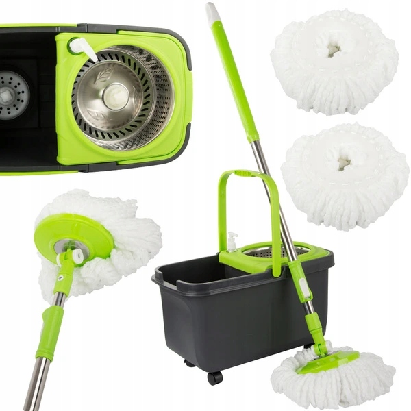 Levně Rotační mop rotační 360 dávkovací kbelík sada 2x podložky z mikrovlákna