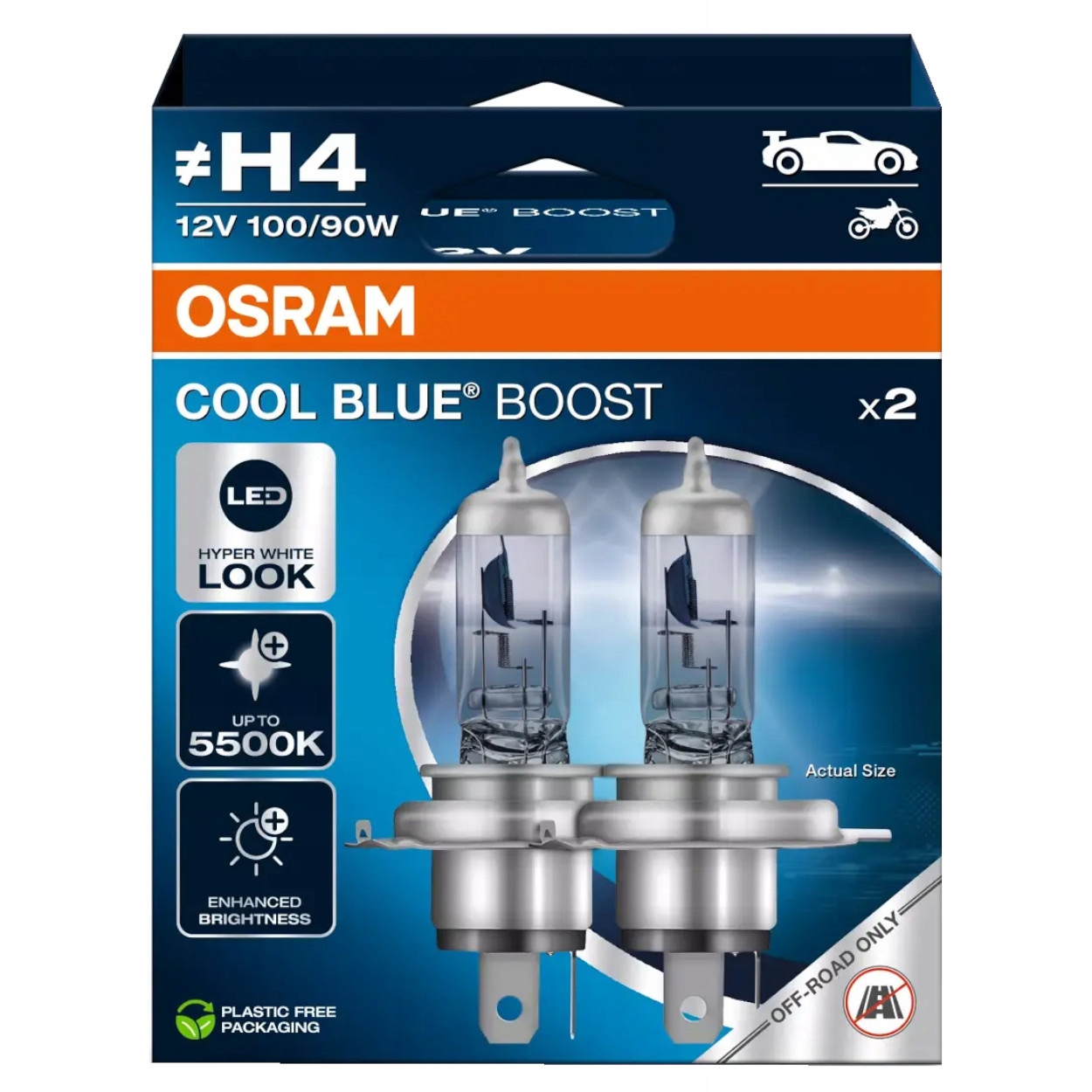 Osram H4 Cool Blue Boost Led Hyper White Look 5500K Xenon