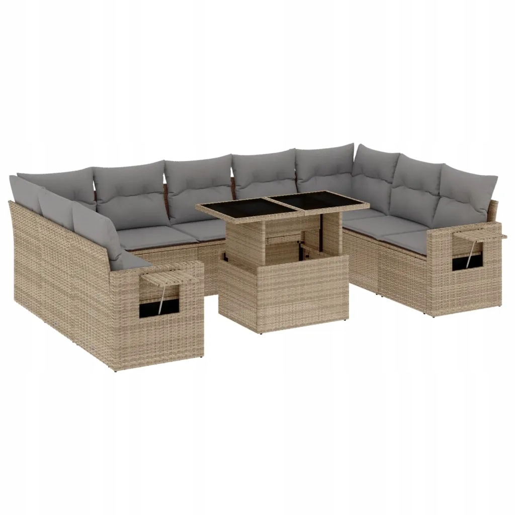 Set zahradního nábytku technorattan vidaXL béžový 10 el.