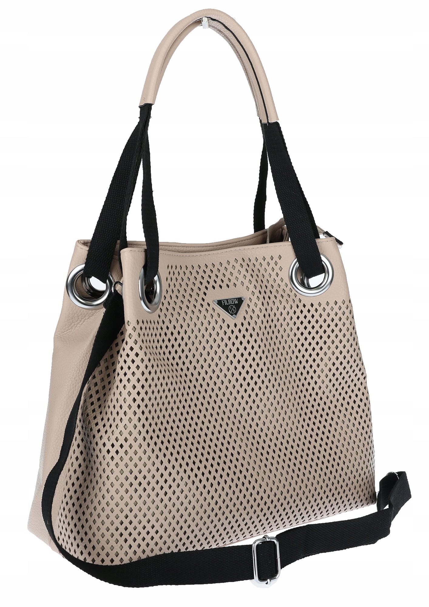 Torebka Damska Worek Ażurowa Listonoszka shopper na Ramię YD041 Beżowa