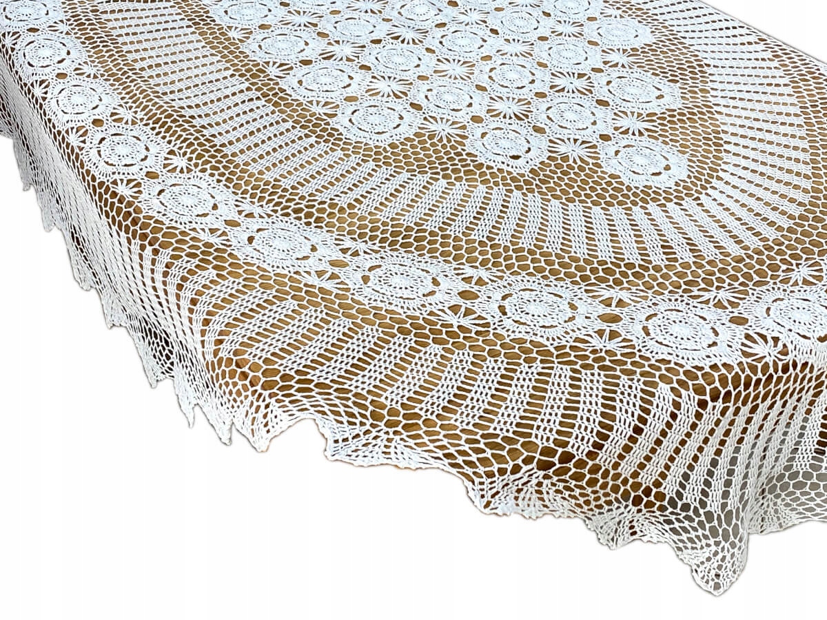 

Obrus szydełkowy 150x220 cm biały owalny