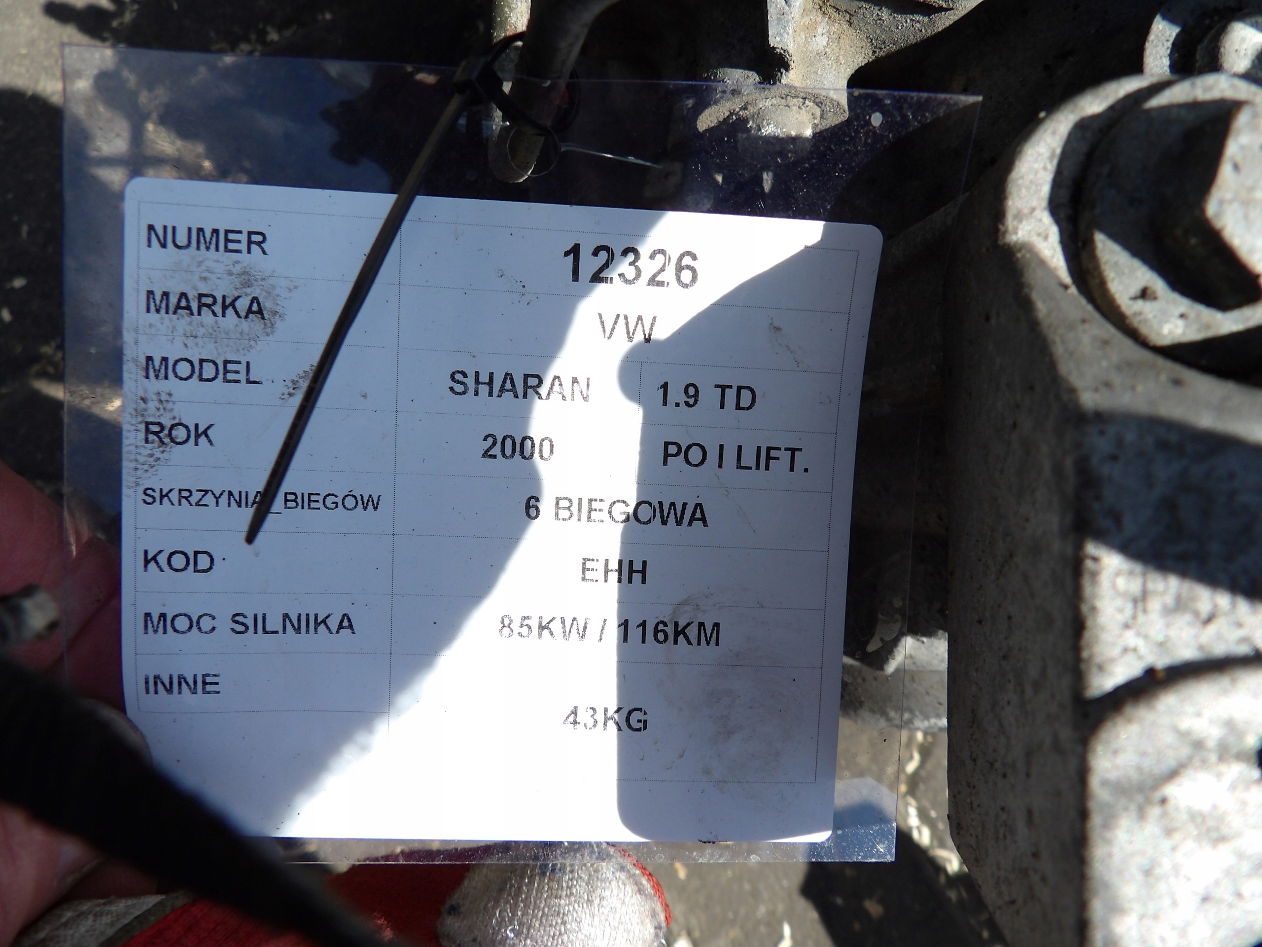 VW Sharan 1,9 tdi 116 km Getriebe EHH