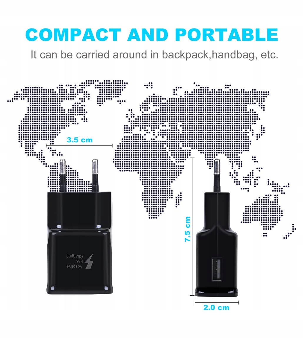 2 sztuki wtyczek USB do ładowarki, zasilacz z kablem USB C Do Smsungów — miniatura 4
