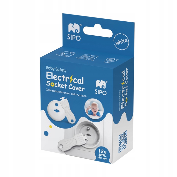 ZABEZPIECZENIA DO GNIAZD GNIAZDEK KONTAKTÓW ZAŚLEPKI ZESTAW 12szt Kolor biel