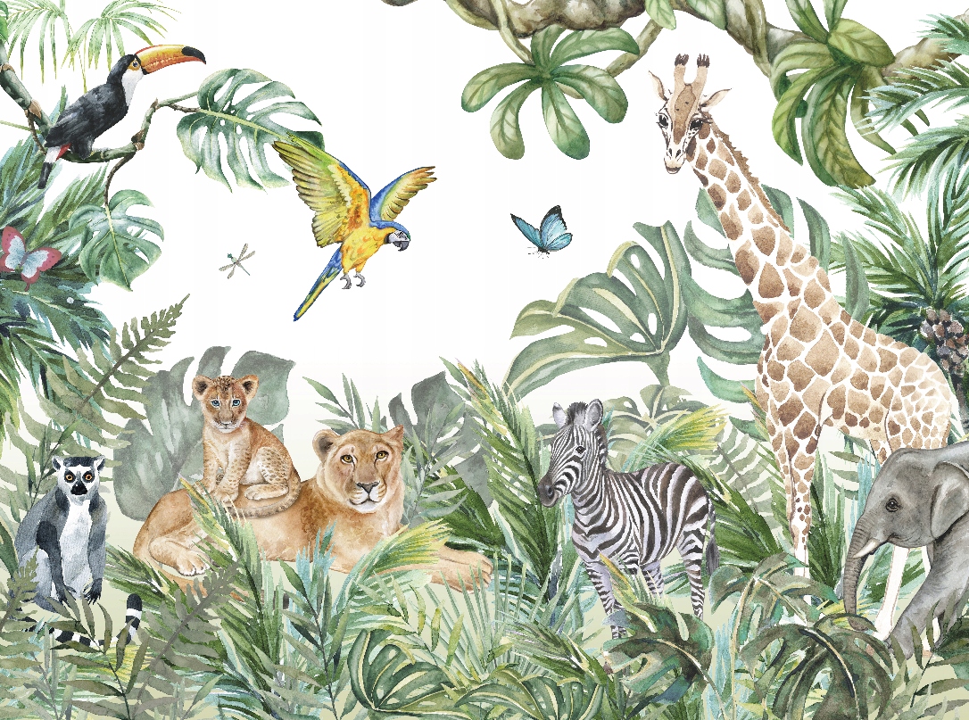 Fototapeta pro děti Džungle Les Zvířata 350 x 260 cm struktura 350 g