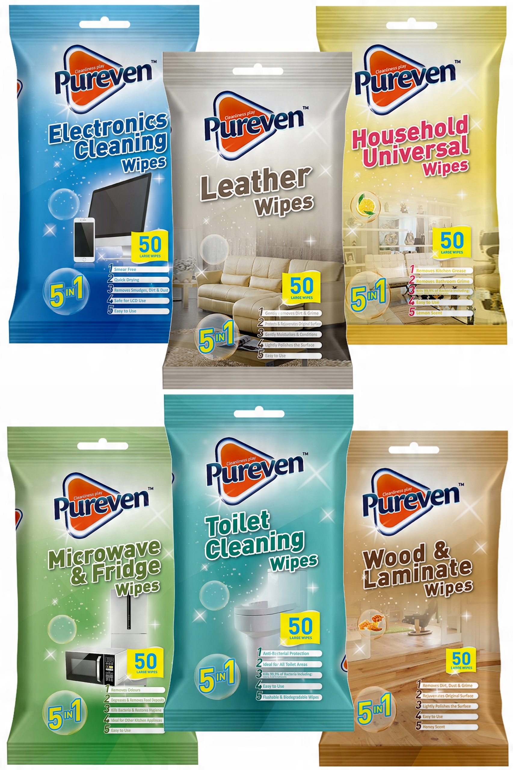 

Pureven Chusteczki Czyszczenia Zestaw 300szt Uk