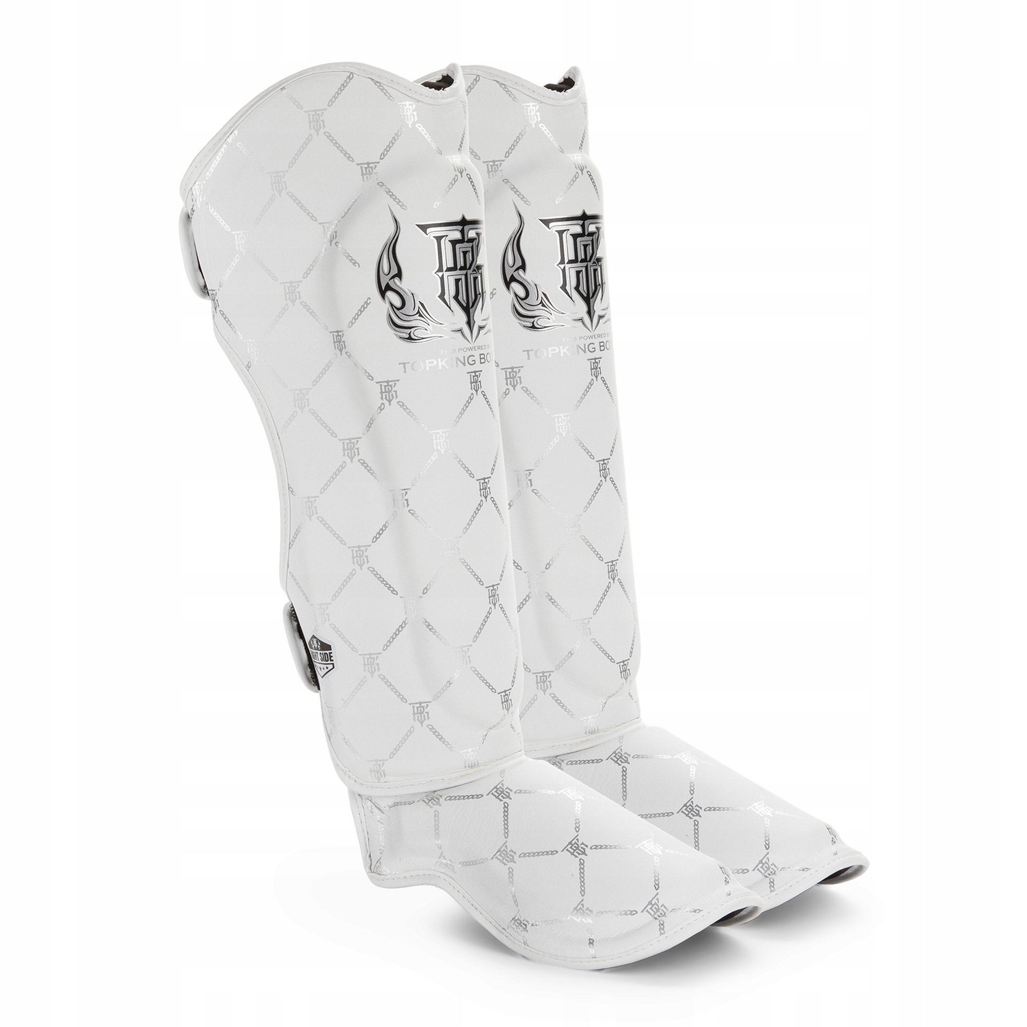 Ochraniacze piszczeli i stóp Top King Chain Semi Leather white/silver L