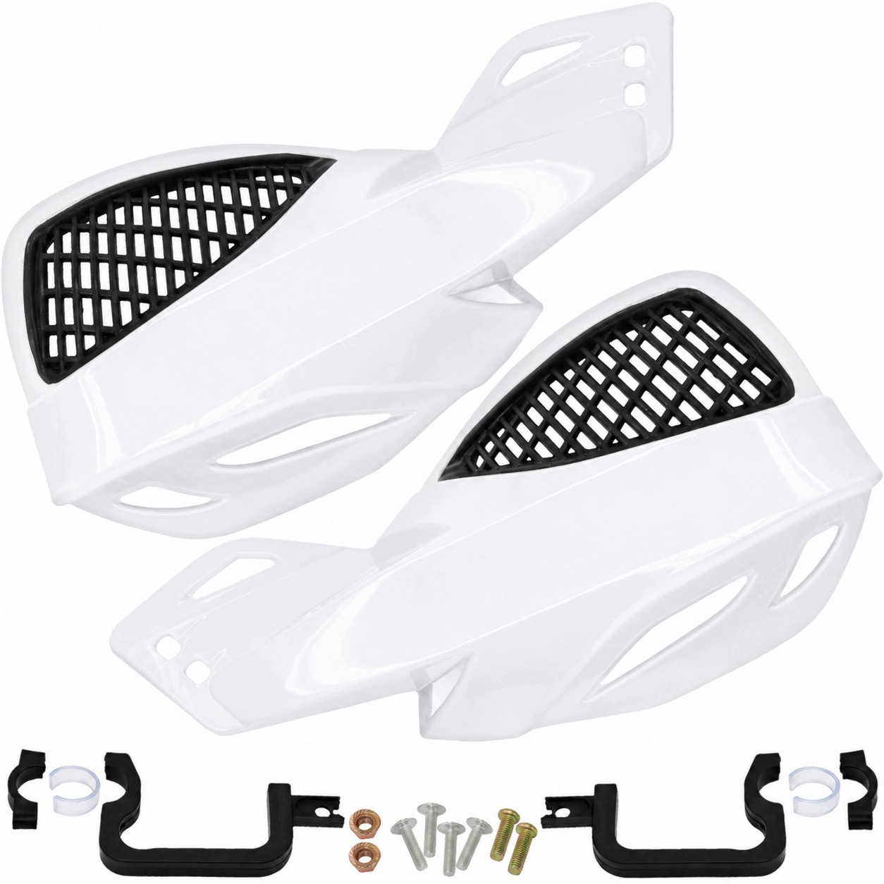 Handbary Osłony Dłoni Uniwersalne Atv Quad Cross Pitbike Solidne Białe