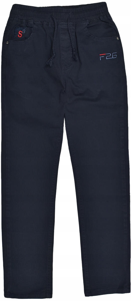 F26 Granatowe Wygodne SPODNIE Wizytowe Elastyczne 7 Guma w pasie - 134/140 Marka Inna marka