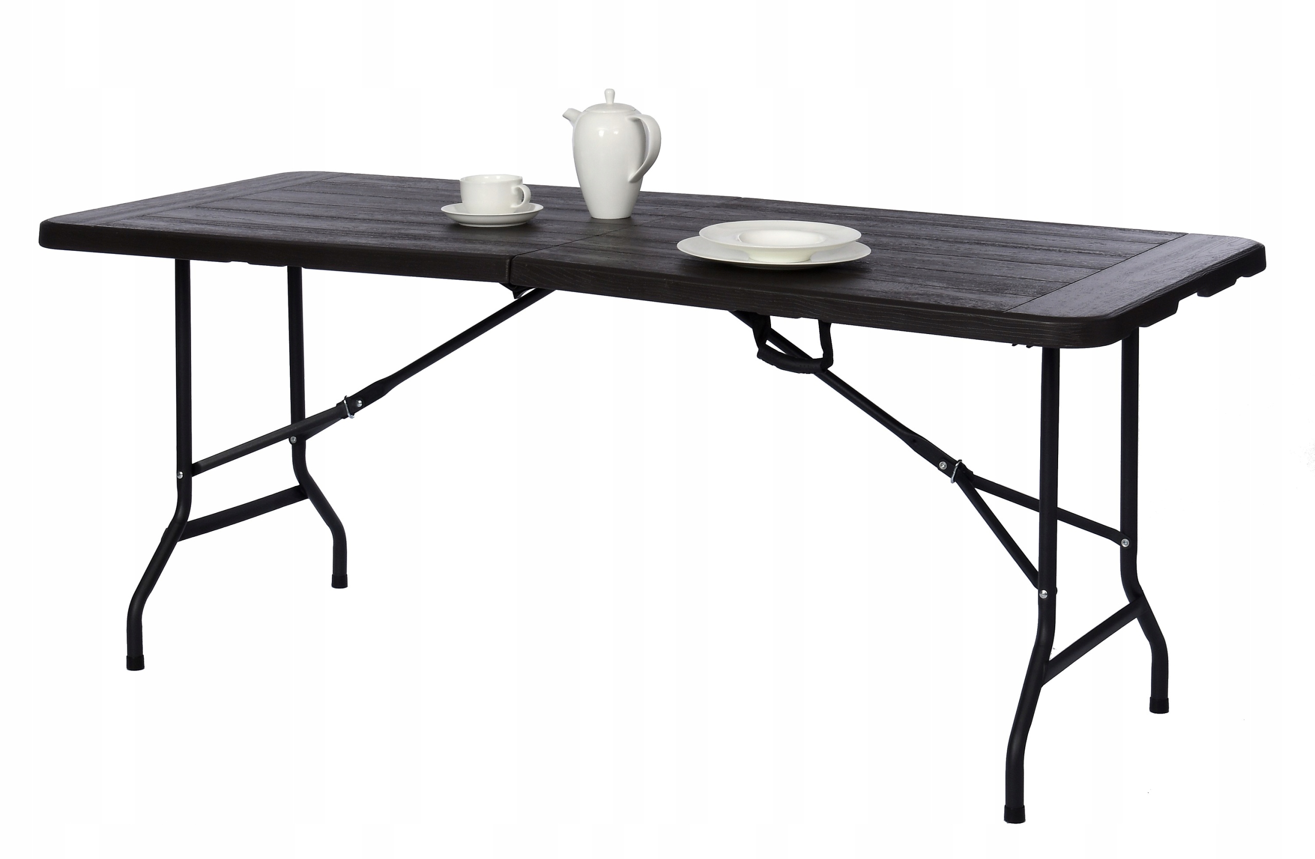 Skládací cateringový stůl s kufrem, 180 cm, barva dřeva hnědá