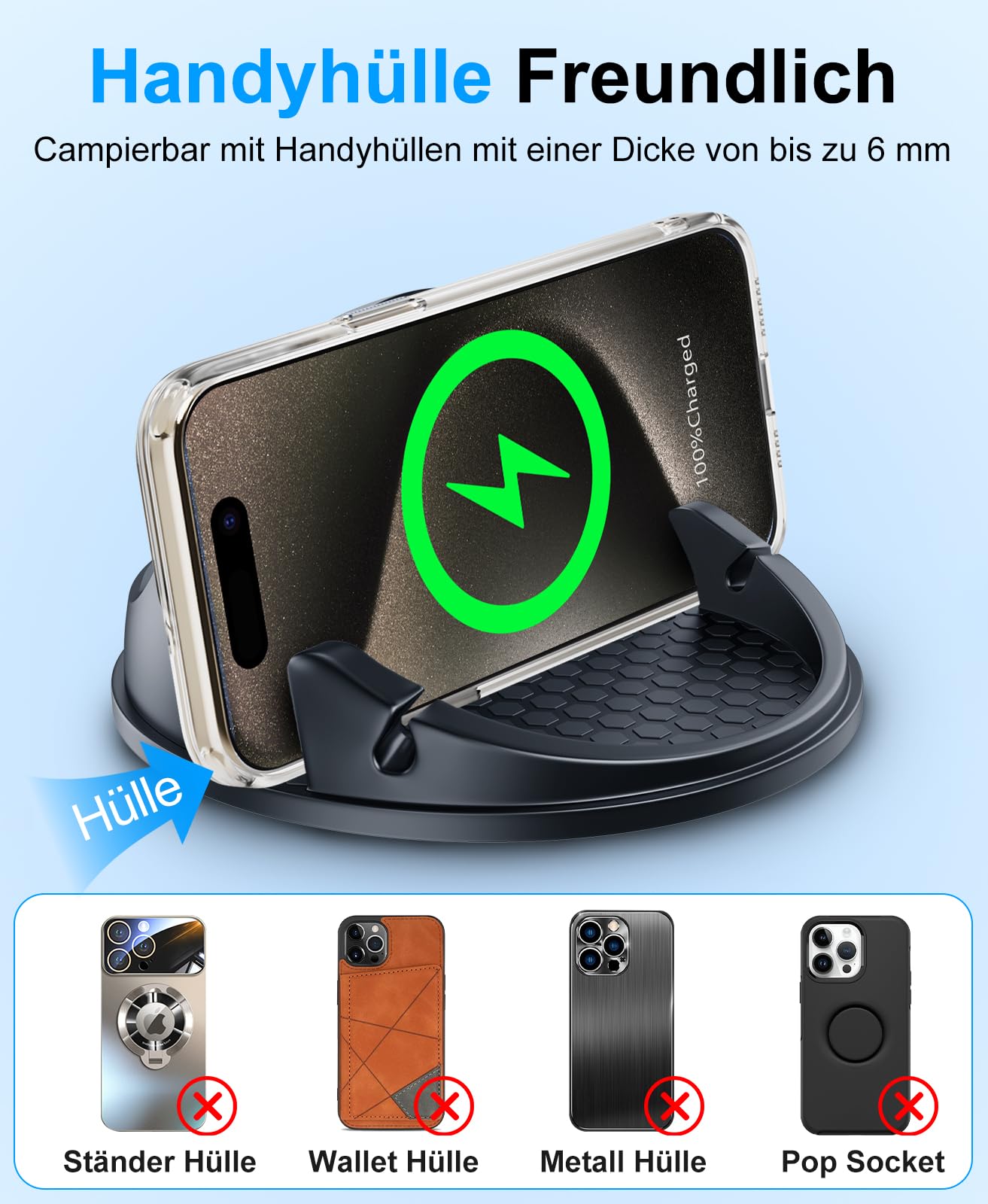 BEEASY 15W Wireless Car Charger Mount for iPhone Samsung Huawei — miniatura 6