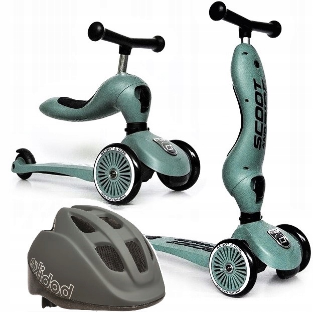 Scootandride Highwaykick 2W1 Hulajnoga Forest 1-5 lat Kask Xs 46-53 cm