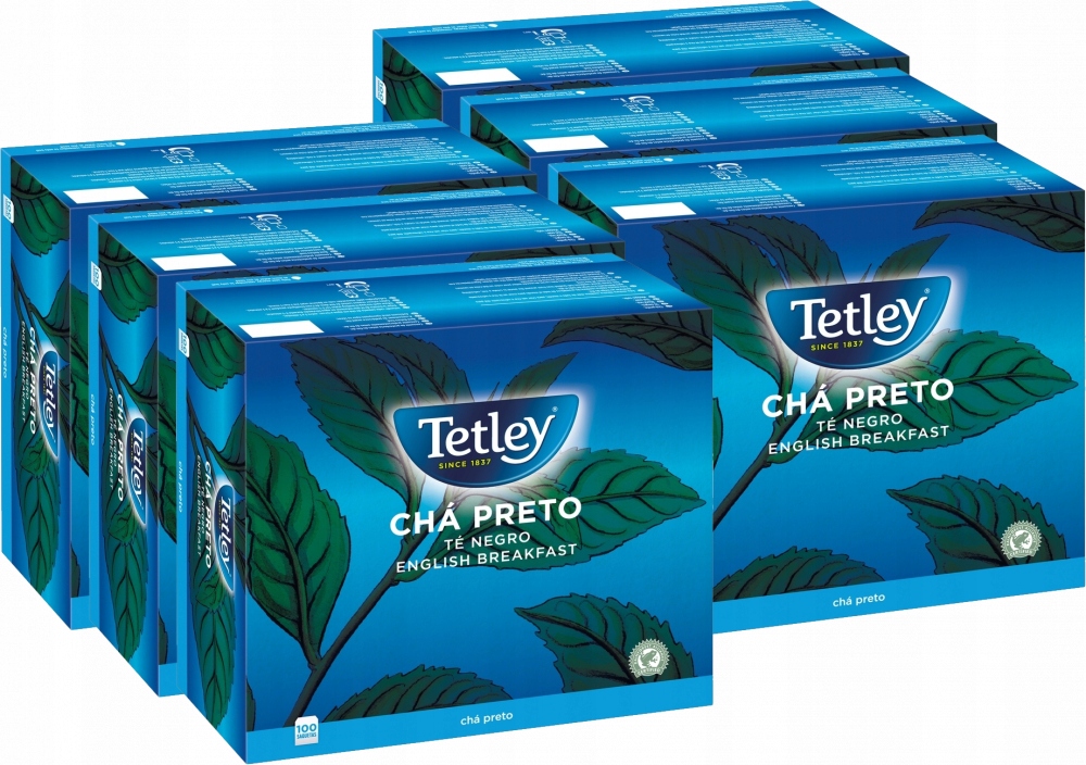 Herbata czarna w torebkach Tetley English Breakfast, 100 sztuk x 1.5g x6