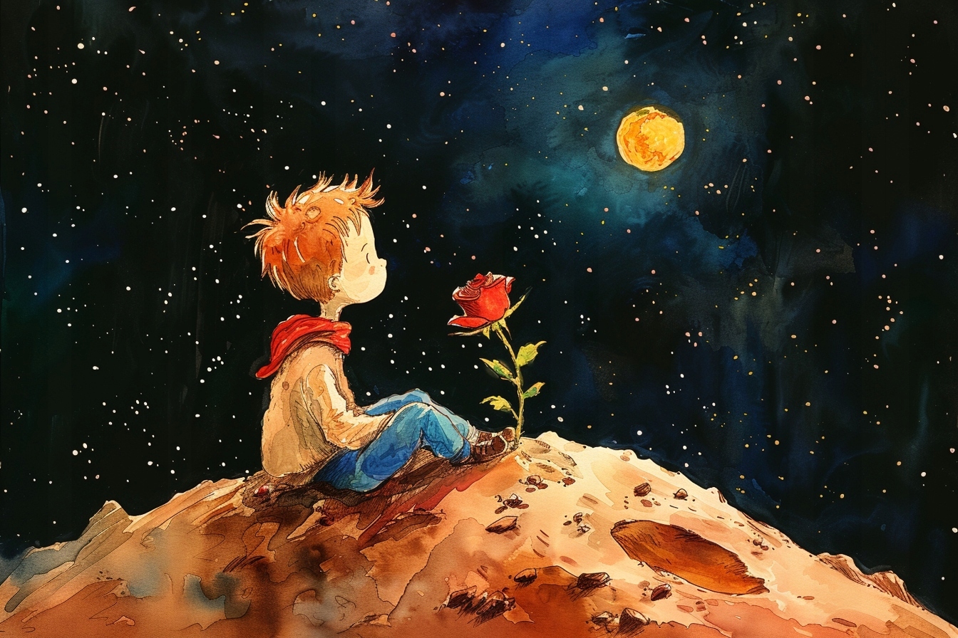 Obraz Na Plátně Canvas Děti Malý Princ Růže Vesmír Planeta Pohádka 120x80