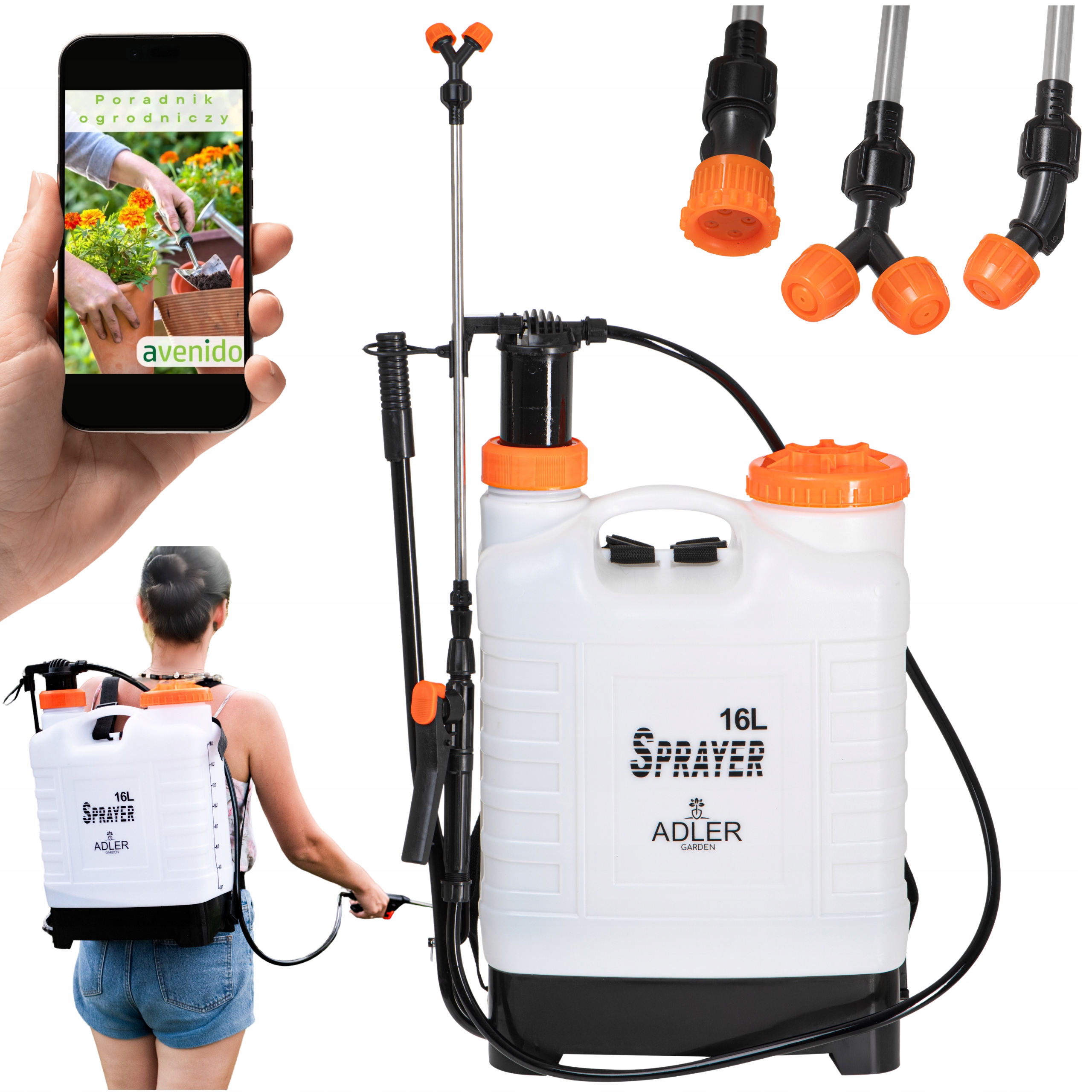 Opryskiwacz ręczny Ciśnieniowy 16L Plecakowy Ogrodowy Długa lanca 83 cm